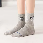 【AnZa】印花學生襪AB襪中筒襪短襪 大眼襪(灰色)