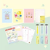 TO NOTE Lite A5 不明飛行筆記組（封面-愛甜點＋裝訂環15mm-珊瑚橘＋方格內頁＋手帳萬年曆＋不明飛行趣味造型迷你書籤-紫光）