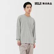 【MUJI 無印良品】男水洗粗織圓領長袖T恤 S 灰色