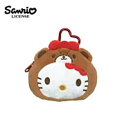 【日本正版授權】凱蒂貓 大頭造型 收納包 - 深棕款