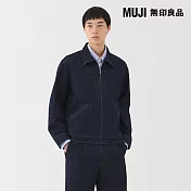 【MUJI 無印良品】男吉貝木棉混丹寧外套 M 暗藍
