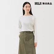 【MUJI 無印良品】女粗織長袖T恤 S 柔白