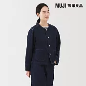 【MUJI 無印良品】女吉貝木棉混丹寧外套 S 暗藍
