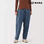 【MUJI 無印良品】女吉貝木棉混丹寧繭型褲 S 淺藍