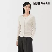 【MUJI 無印良品】女柔滑螺紋圓領長袖開襟衫 XL 柔白