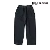 【MUJI 無印良品】兒童縱橫彈性人字紋工作褲 110 黑色