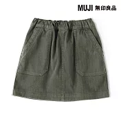 【MUJI 無印良品】兒童縱橫彈性人字紋裙 130 深綠