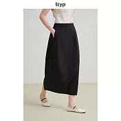 ltyp旅途原品 亞麻棉文藝花苞半裙經典百搭簡約長款白色半身裙女夏 M L  M 碳墨黑