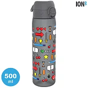 ION8 Medium 運動休閒水壺 I8RF500 圖案款 / 收納扣環 500ml (運動水壺 彈蓋) 灰