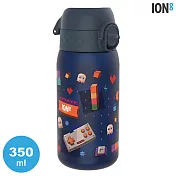 ION8 Small 運動休閒水壺I8RF350 圖案款 / 收納扣環 350ml (運動水壺 彈蓋) 深藍