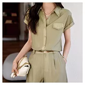 【Lockers 木櫃】通勤知性短褲套装 L114082706 橄欖綠M