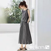 【Lockers 木櫃】抽褶小衫花苞裙套裝 L114090401 灰色M