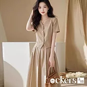 【Lockers 木櫃】歐貨襯衫裙子休閒套裝 L114090404 卡其色M