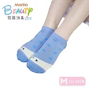 【Morino摩力諾】台製除臭襪_日韓風手繪造型船襪-北極熊 藍色