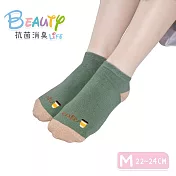 【Morino摩力諾】台製除臭襪_日韓風手繪造型船襪-咖啡 綠色