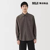 【MUJI 無印良品】男棉混羊毛法蘭絨長袖襯衫 S 棕色