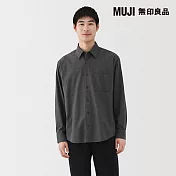 【MUJI 無印良品】男棉混羊毛法蘭絨長袖襯衫 S 深灰