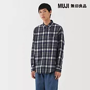 【MUJI 無印良品】男雙面起毛法蘭絨長袖襯衫 S 藍格紋