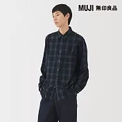 【MUJI 無印良品】男雙面起毛法蘭絨長袖襯衫 S 暗藍格紋