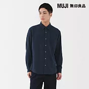【MUJI 無印良品】男雙面起毛法蘭絨長袖襯衫 S 深藍