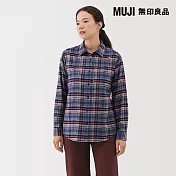 【MUJI 無印良品】女雙面起毛法蘭絨標準領長袖襯衫 S 藍格紋