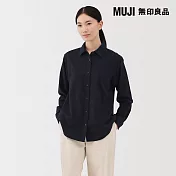 【MUJI 無印良品】女雙面起毛法蘭絨標準領長袖襯衫 S 暗藍