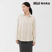 【MUJI 無印良品】女雙面起毛法蘭絨標準領長袖襯衫 S 象牙白
