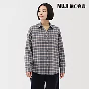 【MUJI 無印良品】女雙面起毛法蘭絨標準領長袖襯衫 S 深灰格紋
