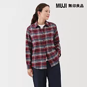 【MUJI 無印良品】女雙面起毛法蘭絨標準領長袖襯衫 S 紅格紋