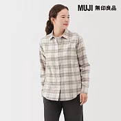 【MUJI 無印良品】女雙面起毛法蘭絨標準領長袖襯衫 S 柔白格紋