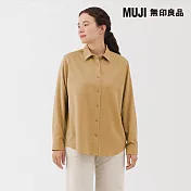 【MUJI 無印良品】女雙面起毛法蘭絨標準領長袖襯衫 S 芥黃