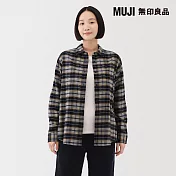 【MUJI 無印良品】女雙面起毛法蘭絨標準領長袖襯衫 S 灰白格紋
