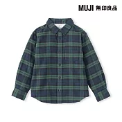【MUJI 無印良品】兒童雙面起毛法蘭絨標準領長袖襯衫 110 暗藍格紋