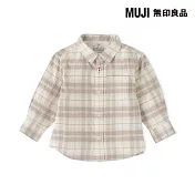 【MUJI 無印良品】幼兒雙面起毛法蘭絨標準領長袖襯衫 80 柔白格紋