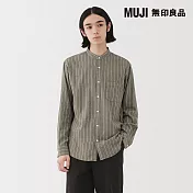 【MUJI 無印良品】男雙面起毛法蘭絨立領長袖襯衫 S 淺棕色條紋