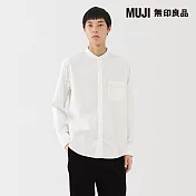 【MUJI 無印良品】男雙面起毛法蘭絨立領長袖襯衫 S 柔白
