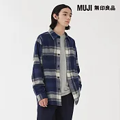 【MUJI 無印良品】男雙面起毛法蘭絨襯衫式外套 S 藍格紋