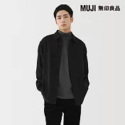 【MUJI 無印良品】男雙面起毛法蘭絨襯衫式外套 S 黑色