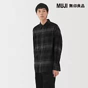 【MUJI 無印良品】男雙面起毛法蘭絨襯衫式外套 S 深灰格紋