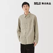 【MUJI 無印良品】男雙面起毛法蘭絨襯衫式外套 S 米色