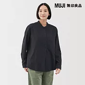 【MUJI 無印良品】女雙面起毛法蘭絨立領長袖套衫 S 暗藍