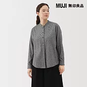【MUJI 無印良品】女雙面起毛法蘭絨立領長袖套衫 S 黑格紋