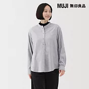 【MUJI 無印良品】女雙面起毛法蘭絨立領長袖套衫 S 淺灰