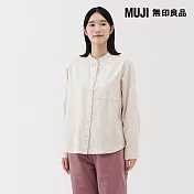 【MUJI 無印良品】女雙面起毛法蘭絨立領長袖襯衫 S 象牙白