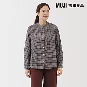 【MUJI 無印良品】女雙面起毛法蘭絨立領長袖襯衫 S 灰格紋