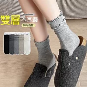 【Missking 1983】雙層木耳邊設計中筒襪 (4雙組)