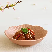 【日本Marusan Kondo】窯燒花形 陶瓷沙拉餐盤17cm ‧ 桃