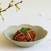 【日本Marusan Kondo】窯燒花形 陶瓷沙拉餐盤17cm ‧ 綠