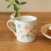 【日本Marusan Kondo】Aquarelle小花 陶瓷馬克杯340ml ‧ 綠