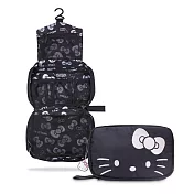 murmur 三折盥洗包(斜紋電繡)│hellokitty（低調黑）